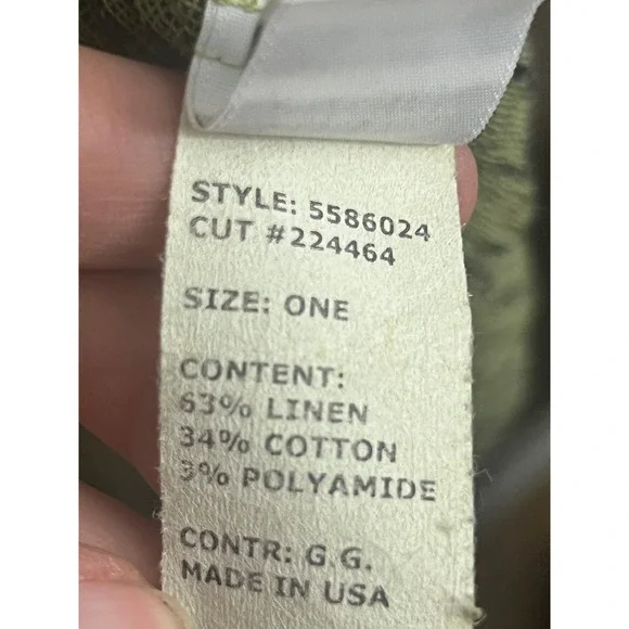 Cut Loose Linen Blend Polka Dot Tunic Top Green Lagenlook OS Hippie.     X - Picture 7 of 7